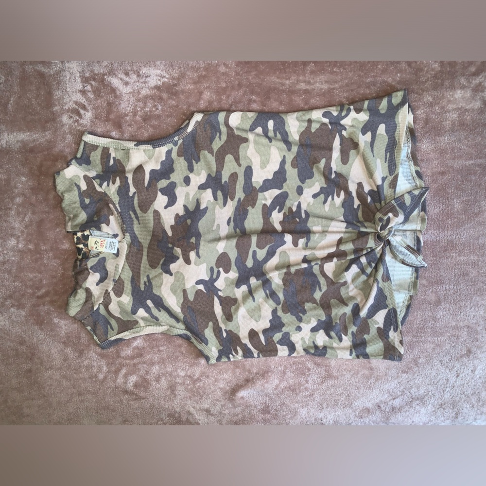 Camo Hooded Cheetah Print Tank Top